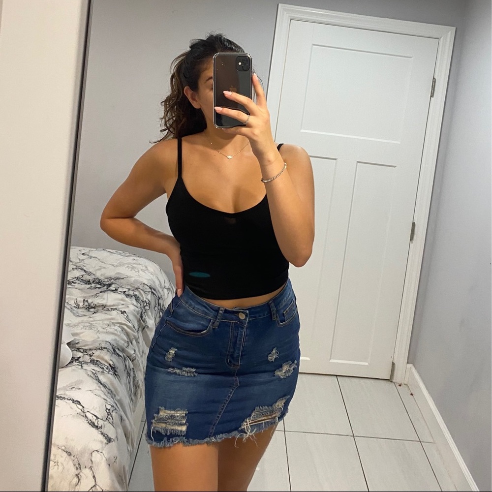 Shein ripped denim skirt